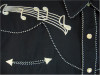 Scully® Mens Black Embroidered Musical Notes Long Sleeve Snap Western Shirt