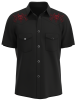 Skull & Roses Embroidered Black Shirt - USA Made