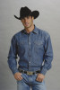 Stetson® Mens Denim Black Hexagon Snap LS Western Shirt