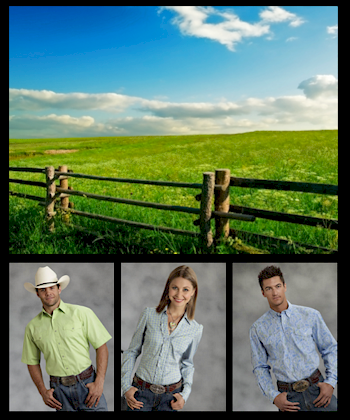 Green Western Shirts being worn by cowboys and cowgirls