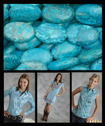 Cowgirls wearing different kinds of turquoise western shirts