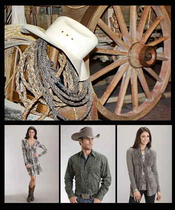 Cowgirls and Cowboys in western outfits