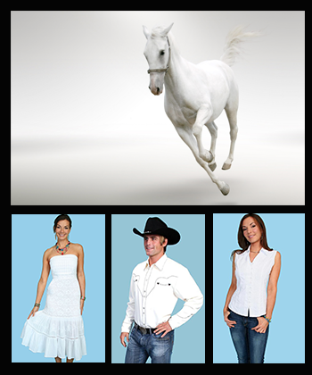 Men and Women wearing white western shirts